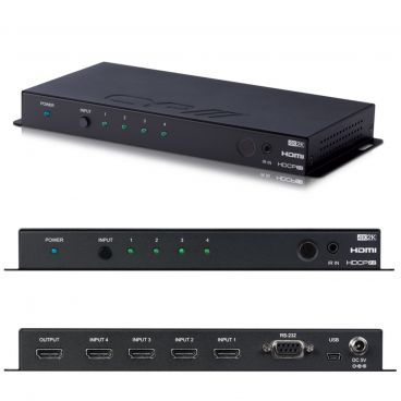 CYP 4-Way 4K HDMI Switcher with advanced EDID management, IP, RS-232, & IR Control