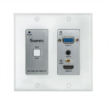 Gefen EXT-UHDV-WP-HBTLS-TX 4K Ultra HD Multi-Format 2x1 HDBaseT Wall-Plate Sender w/ Scaler, Auto-Switching, and POH