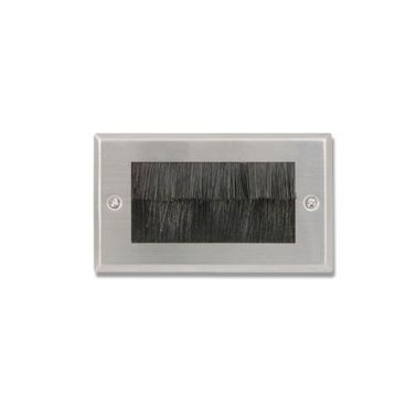 FSUK B Click Deco Double Brush Steel Wall Plate with Black Brushes