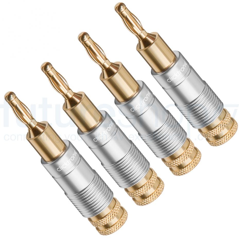 Clicktronic Gold-Plated 4mm Banana Plugs - Pack of 4