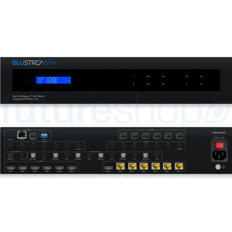 Blustream HMXL66ARC 6x6 HDBaseT™ CSC ARC Matrix - 70m (4K 60Hz 4:4:4 up to 40m)
