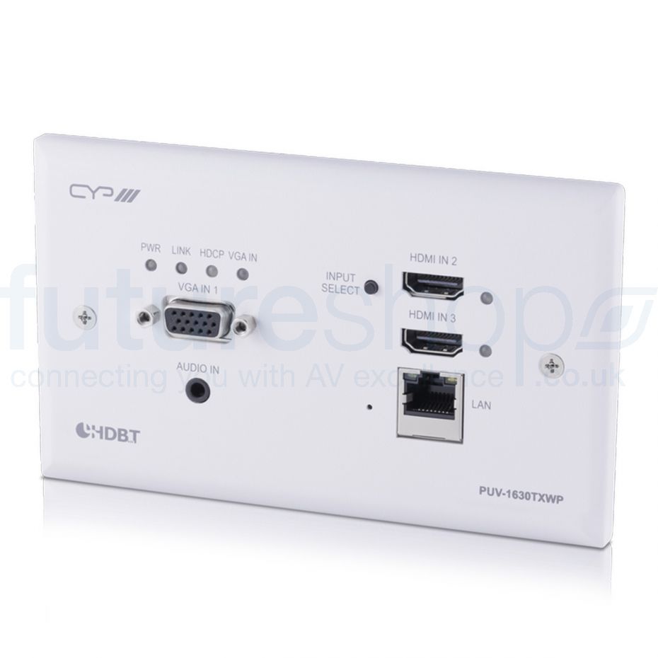 CYP PUV-1630TXWP-UK 2 x HDMI, 1 x VGA over Single CAT5e/6/7 HDBaseT™ Wall Plate Transmitter