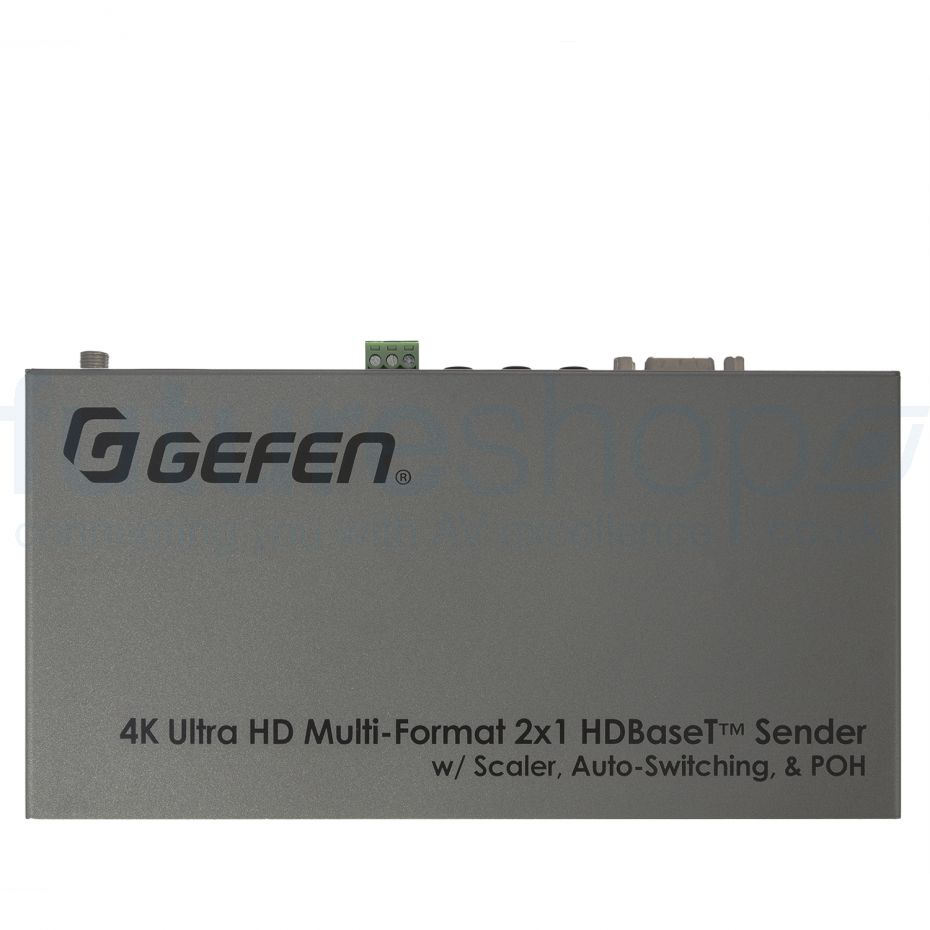 Gefen EXT-UHDV-HBTLS-TX 4K Ultra HD Multi-Format 2x1 HDBaseT Sender w/ Scaler, Auto-Switching, and POH