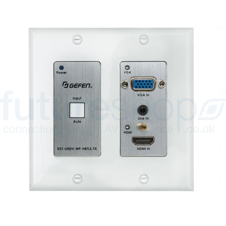 Gefen EXT-UHDV-WP-HBTLS-TX 4K Ultra HD Multi-Format 2x1 HDBaseT Wall-Plate Sender w/ Scaler, Auto-Switching, and POH