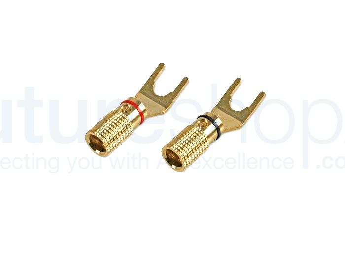 FSUK High Quality GD-SPADE-HQ Gold Plated Spade Plugs - 4 Pack
