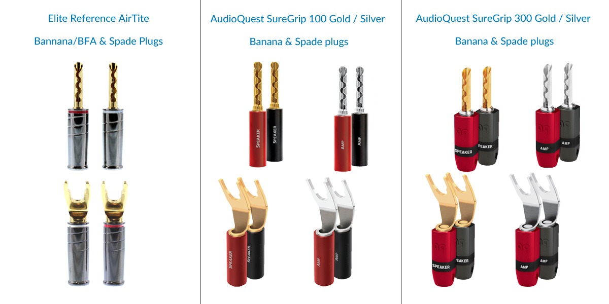AudioQuest SureGrip 100 & 300 Speaker Plugs ERS AirTite Banana and AudioQuest SureGrip 100 & 300 Speaker Plugs