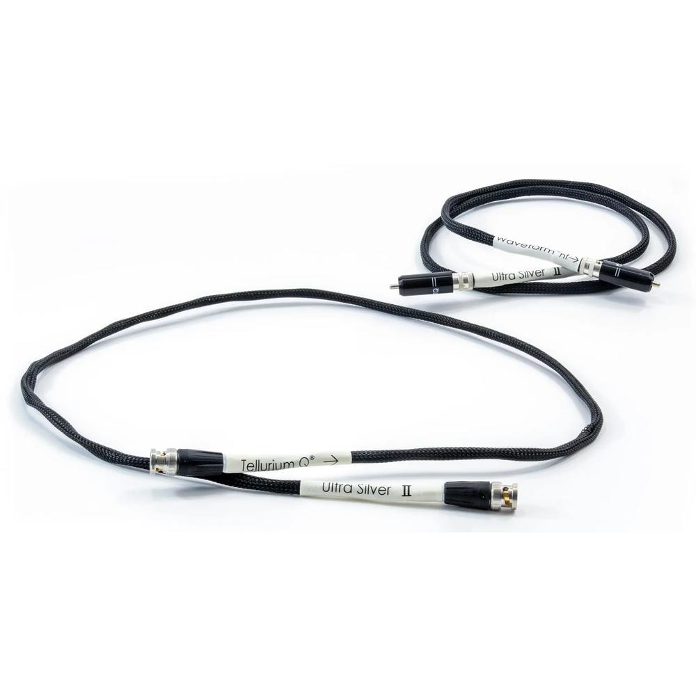 Tellurium Q Ultra Silver II BNC to Digital RCA cable, featuring robust shielding and secure connectors for signal stability.