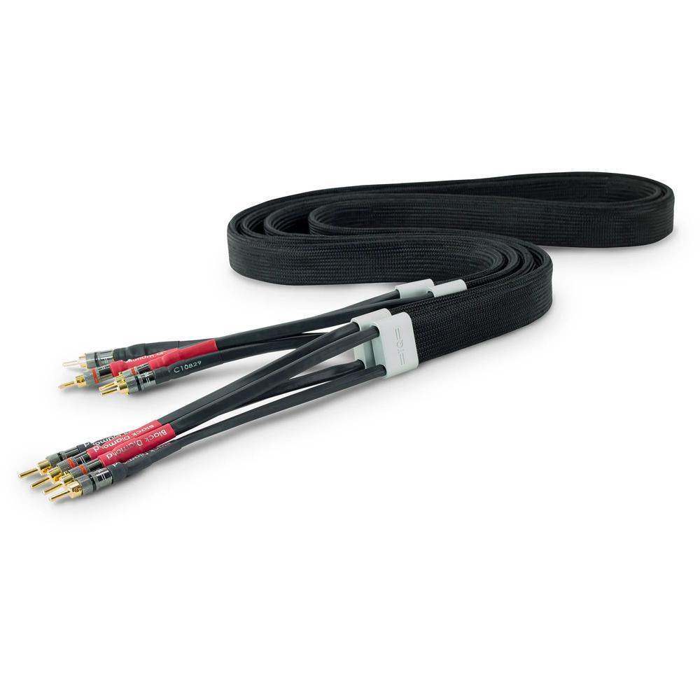 Tellurium Q Black Diamond speaker cables with precision banana plugs and signature flat cable geometry for superior audio.